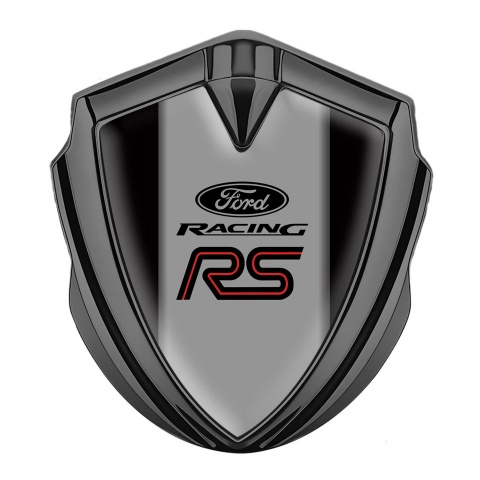 Ford RS Emblem Abzeichen selbstklebend Graphit Tonfarbe mit Schwarz Vorlage und Graues Panel Mitte