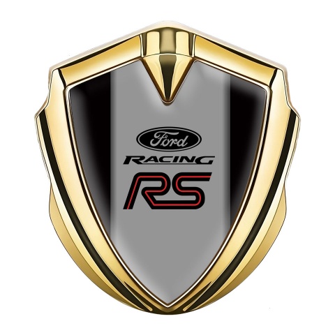 Ford RS Emblem Abzeichen selbstklebend Goldtonfarbe mit Schwarz Vorlage und Graues Panel Mitte