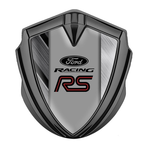 Ford RS Emblem Auto Zeichen Graphit Tonfarbe mit Gebursteter Sektorstahl Basis und Racing Logo