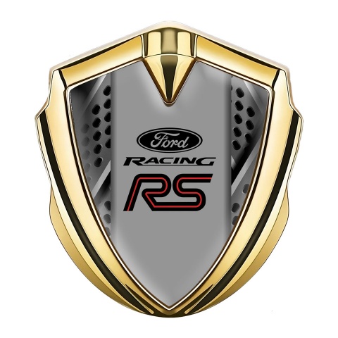 Ford RS Emblem Aufkleber Autozubehor Goldtonfarbe mit Schaber Effekt und Rote Linie Logo