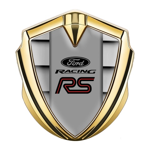 Ford RS Selbstklebendes Metallaufkleber Emblem Goldtonfarbe mit Blindeffekt Design