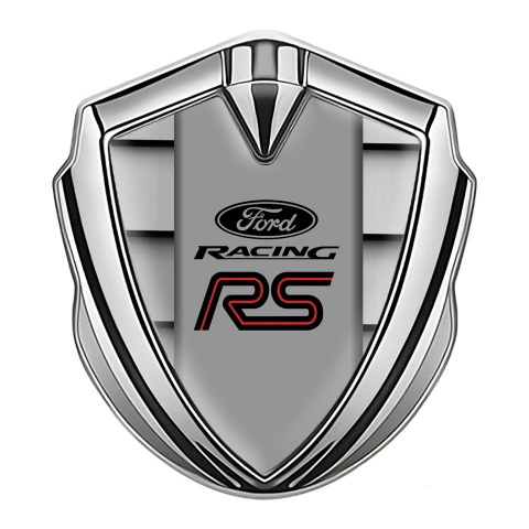 Ford RS Selbstklebendes Metallaufkleber Emblem Silbertonfarbe mit Blindeffekt Design