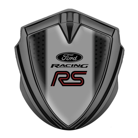 Ford RS Emblem Logo Schriftzug Aufkleber Graphit Tonfarbe mit Dunkel Netz Und Grau Panel Mitte
