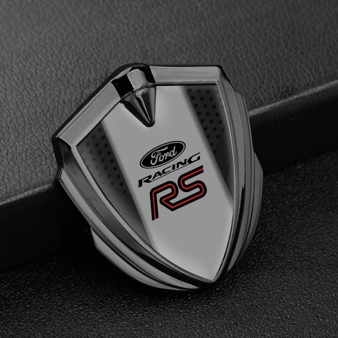 Ford RS Emblem Logo Schriftzug Aufkleber Graphit Tonfarbe mit Dunkel Netz Und Grau Panel Mitte