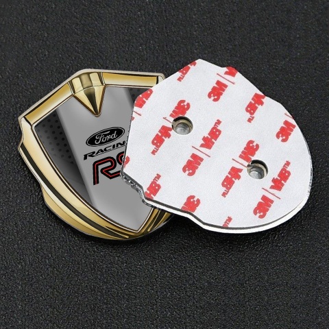 Ford RS Emblem Logo Schriftzug Aufkleber Goldtonfarbe mit Dunkel Netz Und Grau Panel Mitte