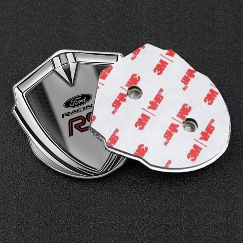 Ford RS Emblem Logo Schriftzug Aufkleber Silbertonfarbe mit Dunkel Netz Und Grau Panel Mitte