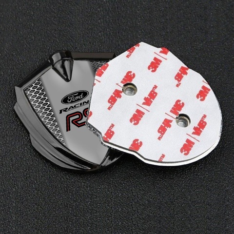 Ford RS Seitenflugel Emblem Aufkleber Graphit Tonfarbe mit Stahlgeflecht Design und Graues Panel mitte