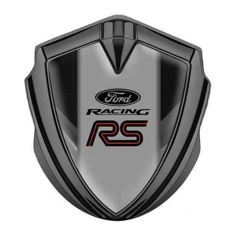 Ford RS Emblem Abzeichen Graphit Tonfarbe mit Schwarzgraue Fragmente Und Racing Logo
