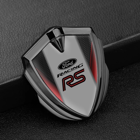 Ford RS Abzeichen selbstklebend Graphit Tonfarbe mit Schwarz Basis und Rote Element