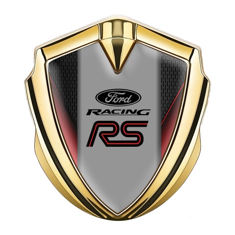 Ford RS Abzeichen selbstklebend Goldtonfarbe mit Schwarz Basis und Rote Element