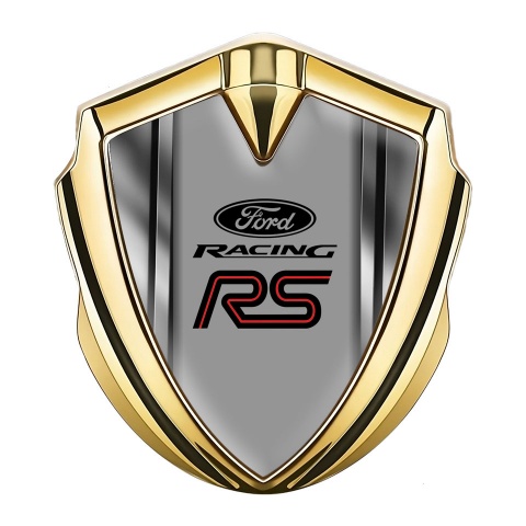 Ford RS Emblem Auto Zeichen Goldtonfarbe mit Metallrahmen Basis Stil Und Racing Logo