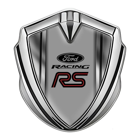 Ford RS Emblem Auto Zeichen Silbertonfarbe mit Metallrahmen Basis Stil Und Racing Logo