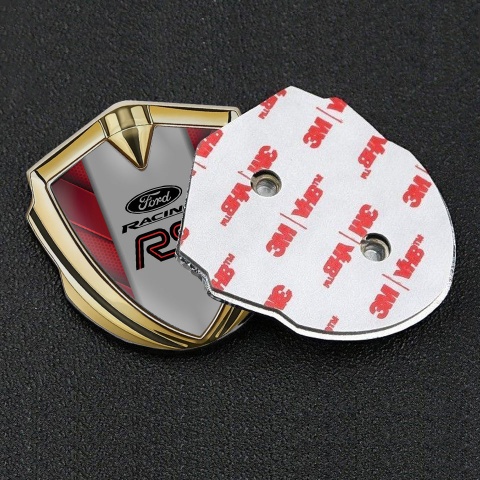 Ford RS Seitenflugel Emblem Aufkleber Goldtonfarbe mit Rote V Form Element Hintergrund