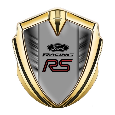 Ford RS Emblem Abzeichen Goldtonfarbe mit Zerkratztes Design Hintergrund und Racing Logo