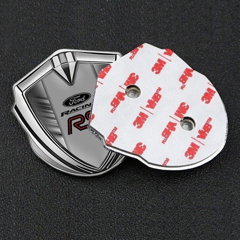 Ford RS Emblem Abzeichen Silbertonfarbe mit Zerkratztes Design Hintergrund und Racing Logo