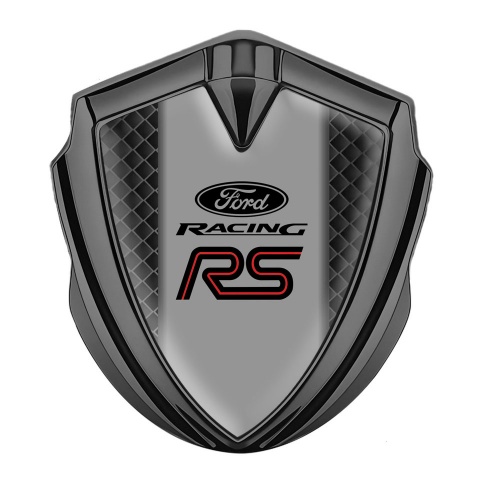 Ford RS Abzeichen selbstklebend Graphit Tonfarbe mit Dunkle Zellen Basis und Rot Linie Logo