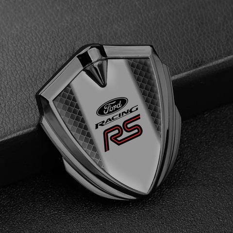 Ford RS Abzeichen selbstklebend Graphit Tonfarbe mit Dunkle Zellen Basis und Rot Linie Logo