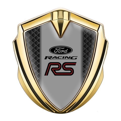 Ford RS Abzeichen selbstklebend Goldtonfarbe mit Dunkle Zellen Basis und Rot Linie Logo