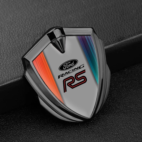 Ford RS Emblem Auto Zeichen Graphit Tonfarbe mit Mehrfarbige Halften Basis und Racing Logo Stil