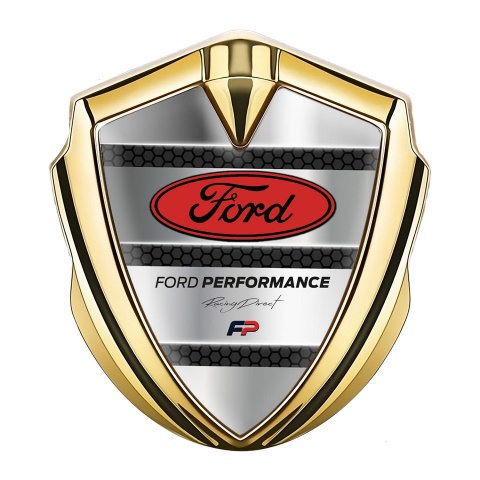 Ford Bodyside Emblem Badge Gold Grey Hex Red Elliptic Logo Design