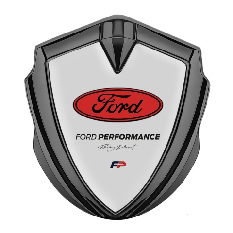 Ford Bodyside Domed Emblem Graphite Grey Background Racing Direct Logo