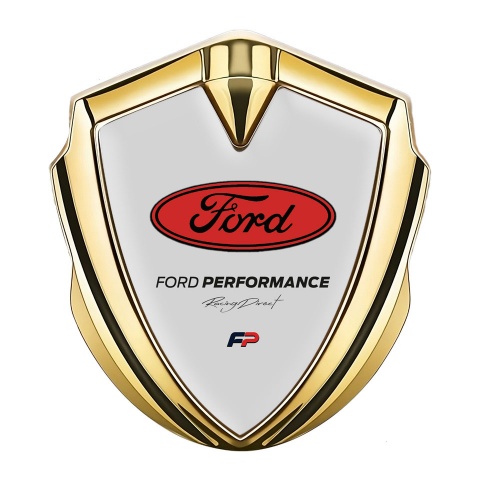 Ford Bodyside Domed Emblem Gold Grey Background Racing Direct Logo