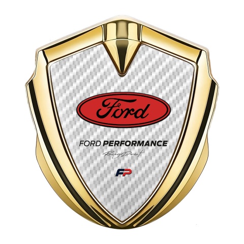 Ford Bodyside Emblem Self Adhesive Gold White Carbon Texture Design