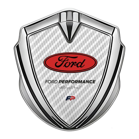 Ford Bodyside Emblem Self Adhesive Silver White Carbon Texture Design