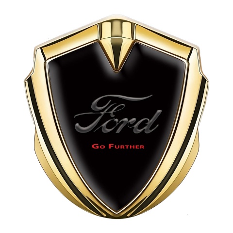 Ford Seitenflugel Emblem Aufkleber Goldtonfarbe mit Schwarz Fundament und Vintage Logo