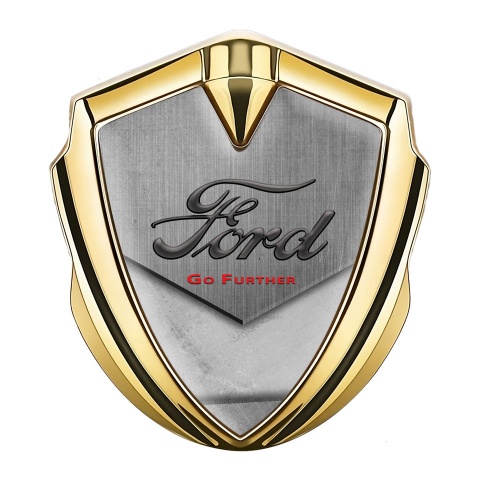 Ford Emblem Abzeichen Goldtonfarbe mit Steinoberflache Effekt und Vintage Logo