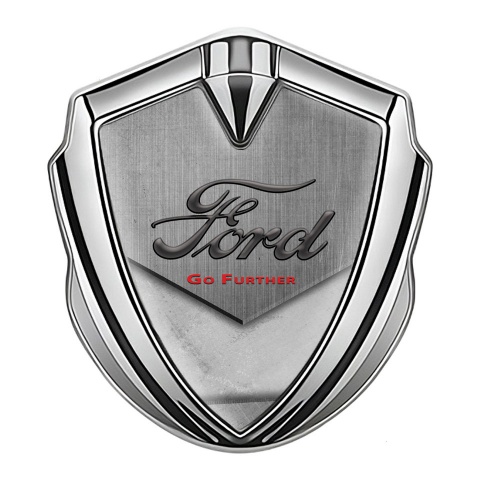 Ford Emblem Abzeichen Silbertonfarbe mit Steinoberflache Effekt und Vintage Logo
