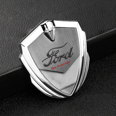 Ford Emblem Abzeichen Silbertonfarbe mit Steinoberflache Effekt und Vintage Logo