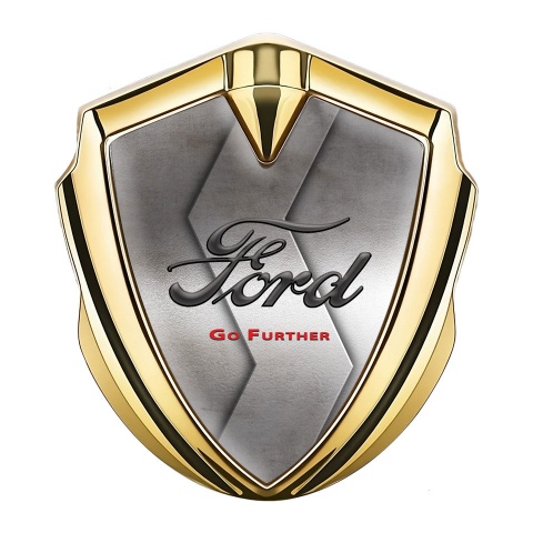 Ford Bodyside Badge Self Adhesive Gold Steel Curved Texture Edition