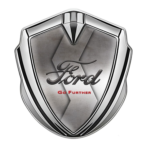 Ford Bodyside Badge Self Adhesive Silver Steel Curved Texture Edition