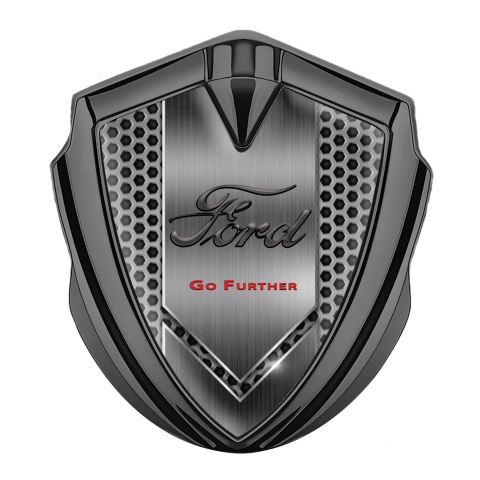 Ford Emblem Trunk Badge Graphite Dark Hex Brushed Metal Go Further Logo