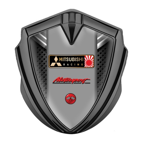 Mitsubishi Selbstklebendes Metallaufkleber Emblem Graphit Tonfarbe Dunkles Netz Mit Schild Effekt