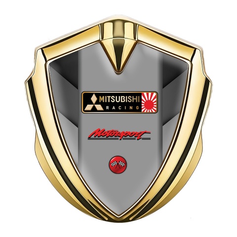 Mitsubishi Emblem Auto Zeichen Goldtonfarbe mit V Form Elemente der Basis und Racing Logo Motiv