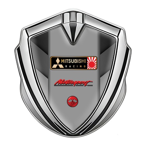 Mitsubishi Emblem Auto Zeichen Silbertonfarbe mit V Form Elemente der Basis und Racing Logo Motiv