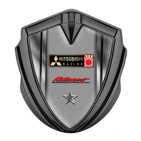 Mitsubishi Emblem Aufkleber Autozubehor Graphit Tonfarbe mit Metallrahmen Hintergrund und Racing Logo Motiv