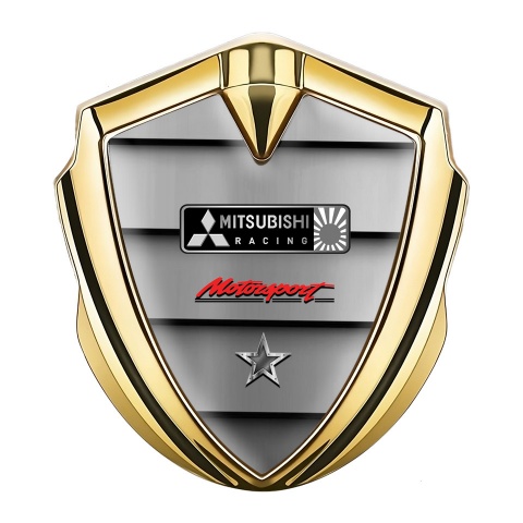 Mitsubishi Abzeichen selbstklebend Goldtonfarbe mit Metall Panels Basis und Stern Logo