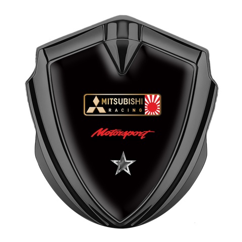 Mitsubishi Emblem Auto Zeichen Graphit Tonfarbe mit Schwarz Hintergrund und Stern Logo Motiv