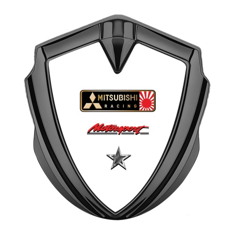 Mitsubishi Emblem Aufkleber Autozubehor Graphit Tonfarbe mit Weiss basis und Stern Logo Motiv