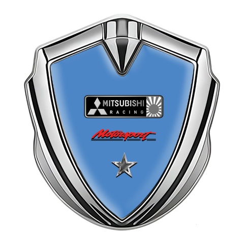 Mitsubishi Seitenflugel Emblem Aufkleber Silbertonfarbe Blau Hintergrund Stern Logo Motiv