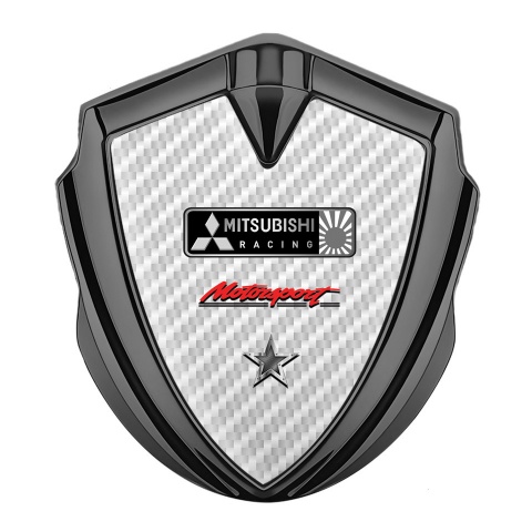Mitsubishi Emblem Abzeichen selbstklebend Graphit Tonfarbe mit Weiss Carbon und Stern Logo motiv