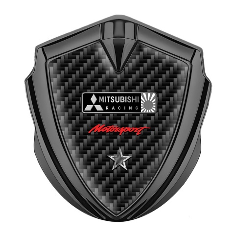 Mitsubishi Emblem Aufkleber Autozubehor Graphit Tonfarbe mit Schwarz Carbon und Stern Logo Motiv