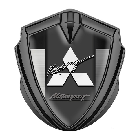 Mitsubishi Selbstklebendes Metallaufkleber Emblem  Graphit Tonfarbe mit Metallplatte Basis und Weiss Logo