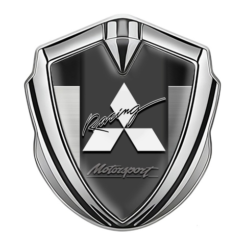 Mitsubishi Selbstklebendes Metallaufkleber Emblem Silbertonfarbe mit Metallplatte Basis und Weiss Logo