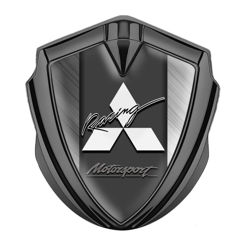 Mitsubishi Emblem Abzeichen selbstklebend Graphit Tonfarbe Poliertes Metall Basis und Weiss logo