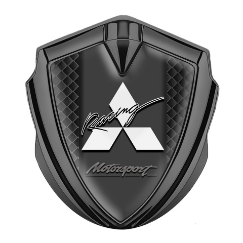 Mitsubishi Emblem Aufkleber Autozubehor Graphit Tonfarbe mit Schwarz Gitter und Weiss logo