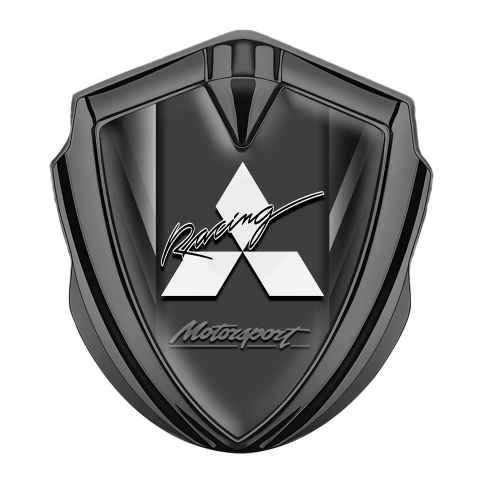Mitsubishi Emblem Abzeichen Graphit Tonfarbe Grau Schwarz Hintergrund und Weiss Logo